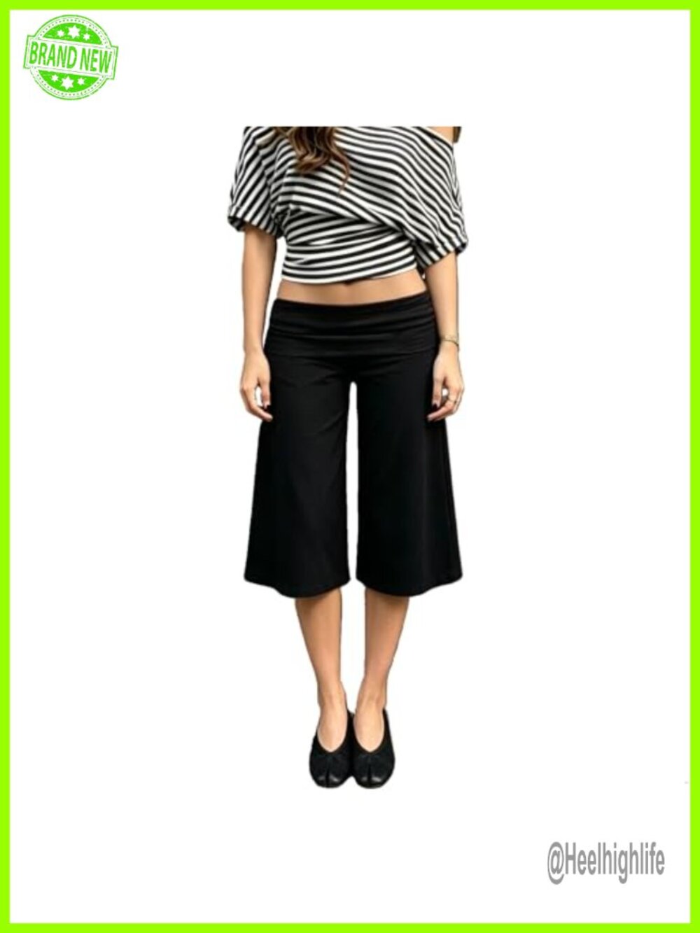 KMBANGI Women Fold Over Gaucho Capri Wide Leg Yoga Lounge Pants